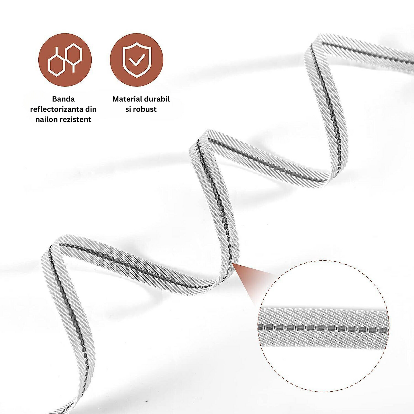 Lesa retractabila cu lanterna LED, Felliner, suport pentru saculeti igienici, reflectorizanta, design ergonomic si modern, anti-soc, 3m, alb
