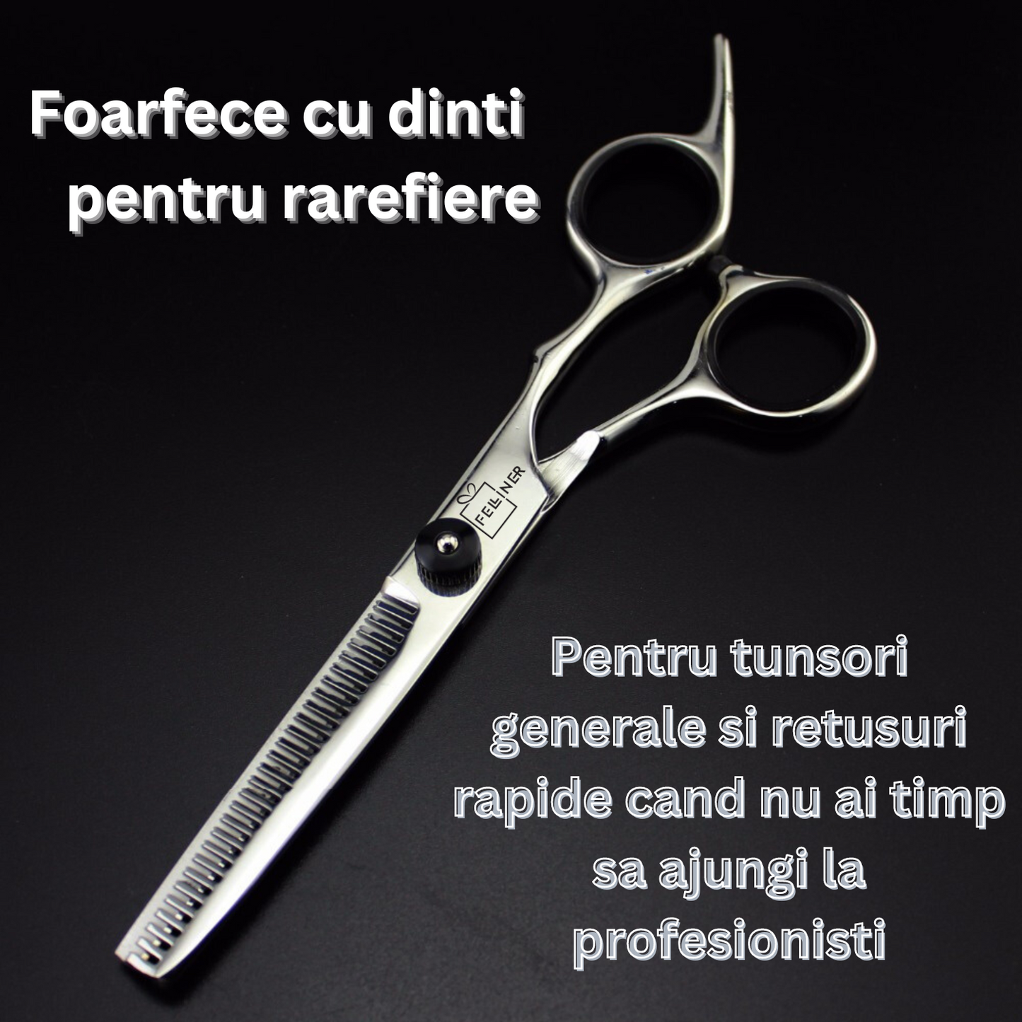 Set 2 foarfece profesionale pentru ingrijirea cainilor, piepten, geanta transport, otel, 15cm, Felliner, gri