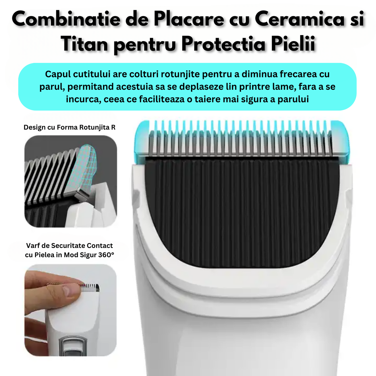 Masina de tuns profesionala pentru caini si pisici, fara fir, 7000RPM, autonomie 190min, lama ceramica, ecran digital LCD, alb