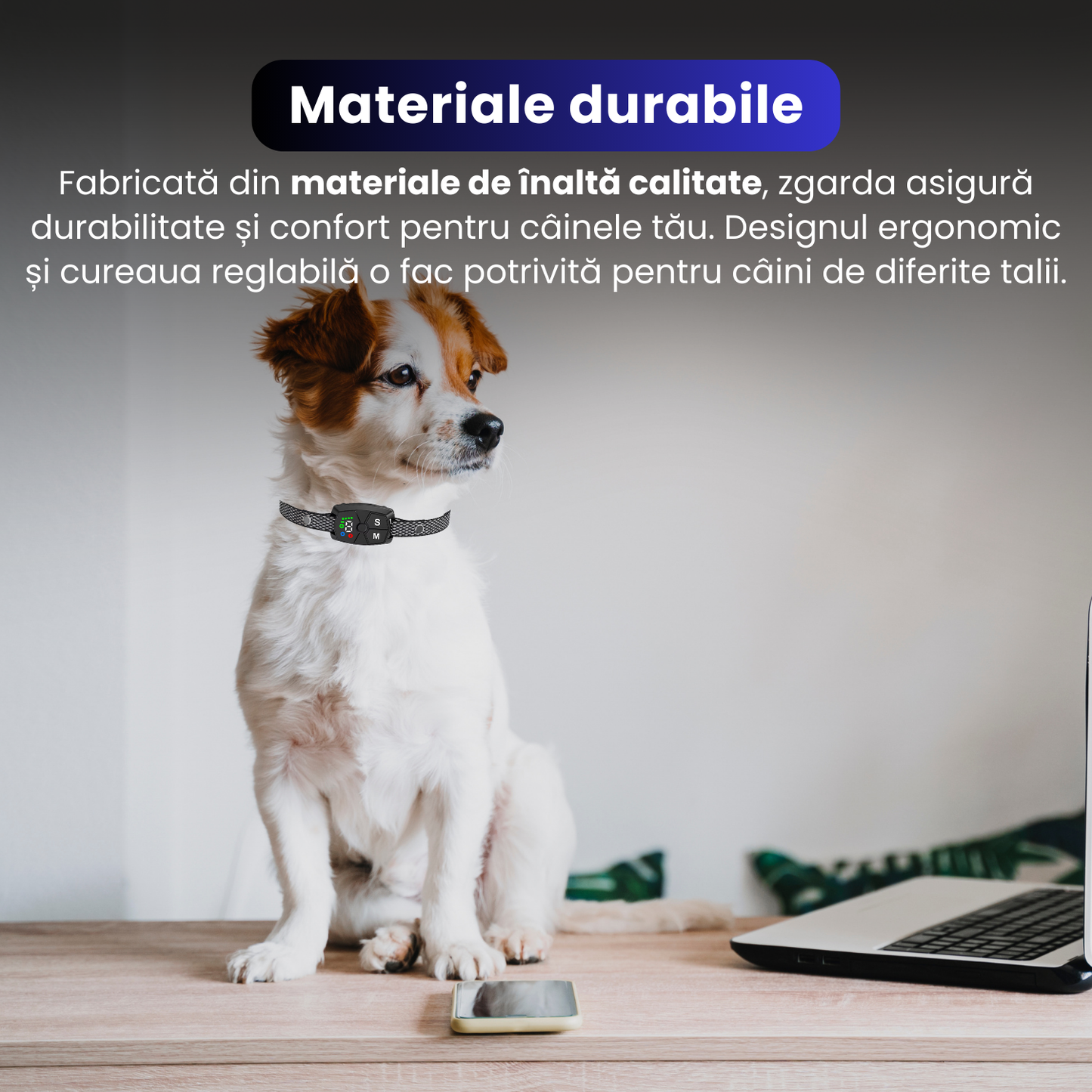 Zgarda anti-latrat, TZ-368, 7 nivele de intensitate, functie automata de oprire a latratului, design ergonomic, baterie reincarcabila de 250 mAh, ecran color, rezistent la apa IP67, negru