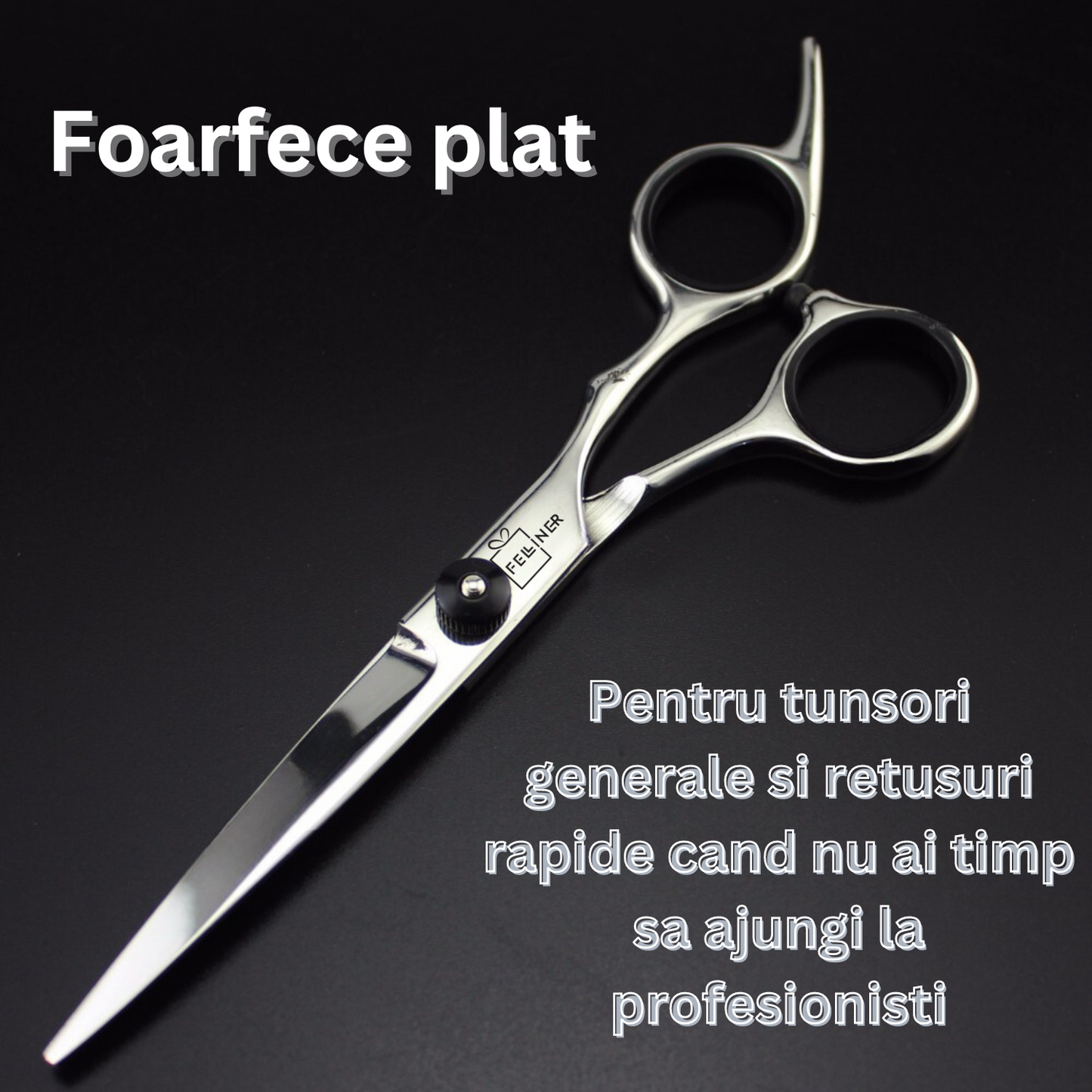 Set 2 foarfece profesionale pentru ingrijirea cainilor, piepten, geanta transport, otel, 15cm, Felliner, gri