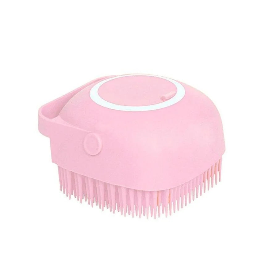 Perie din silicon pentru spalat caini si pisici, Felliner¨, 3 in 1, cu rezervor pentru sampon, roz