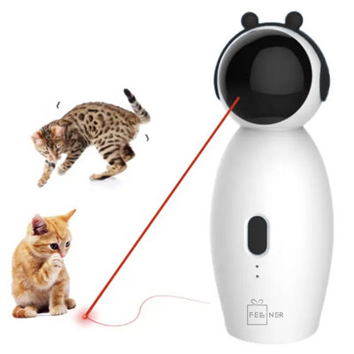 Jucarie interactiva si automata cu laser pentru pisici, Felliner, 3 moduri, USB, Alb