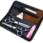 Set 2 foarfece profesionale pentru ingrijirea cainilor, piepten, geanta transport, otel, 15cm, Felliner, albastru