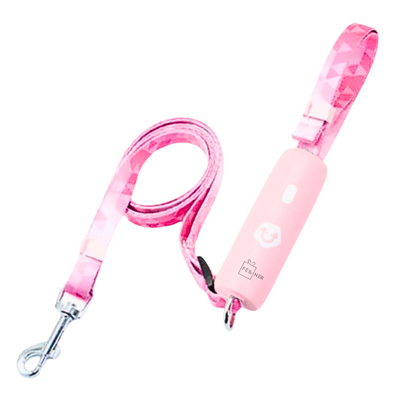 Lesa cu maner ergonomic, Felliner, pentru alergare si plimbari, 1.6m,  reflectorizanta, sistem de prindere cu functie de blocare, roz