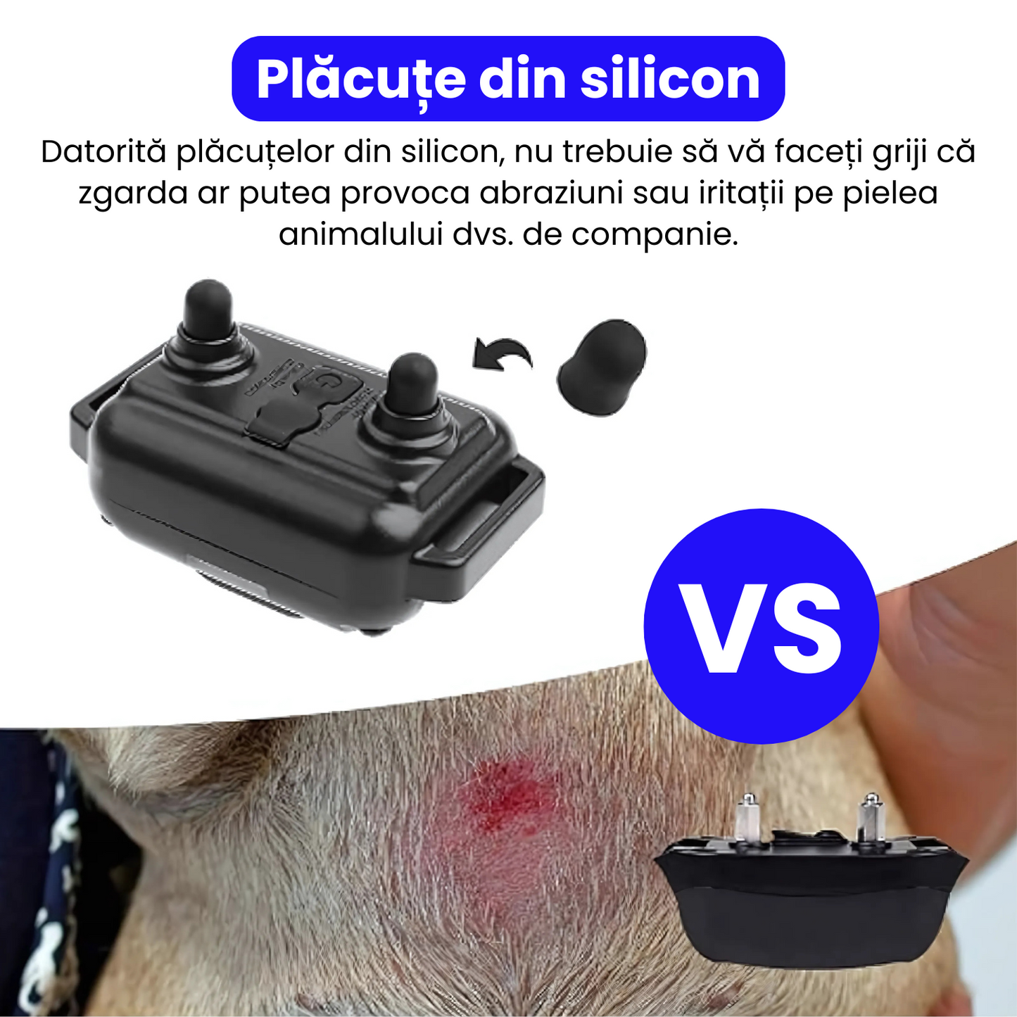 Zgarda electrica pentru 3 caini, 880-3, 99 nivele de vibratii, baterie 300 mAh, raza 800m, 3 moduri antrenament, IP67, electrozi cauciucati, protectie piele, zgarda reglabila, negru