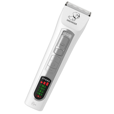 Masina de tuns profesionala pentru caini si pisici, fara fir, 7000RPM, autonomie 190min, lama ceramica, ecran digital LCD, alb