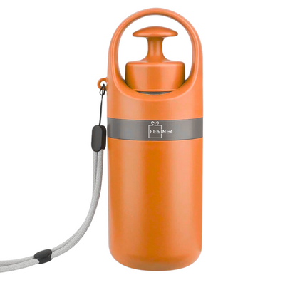 Colector excremente animale de companie, caini, pisici, Felliner, dispozitiv portabil pentru adunarea igienica a deseurilor, cleste cu 6 gheare, ABS, 6.5x19 cm, compartiment saci integrat, portocaliu