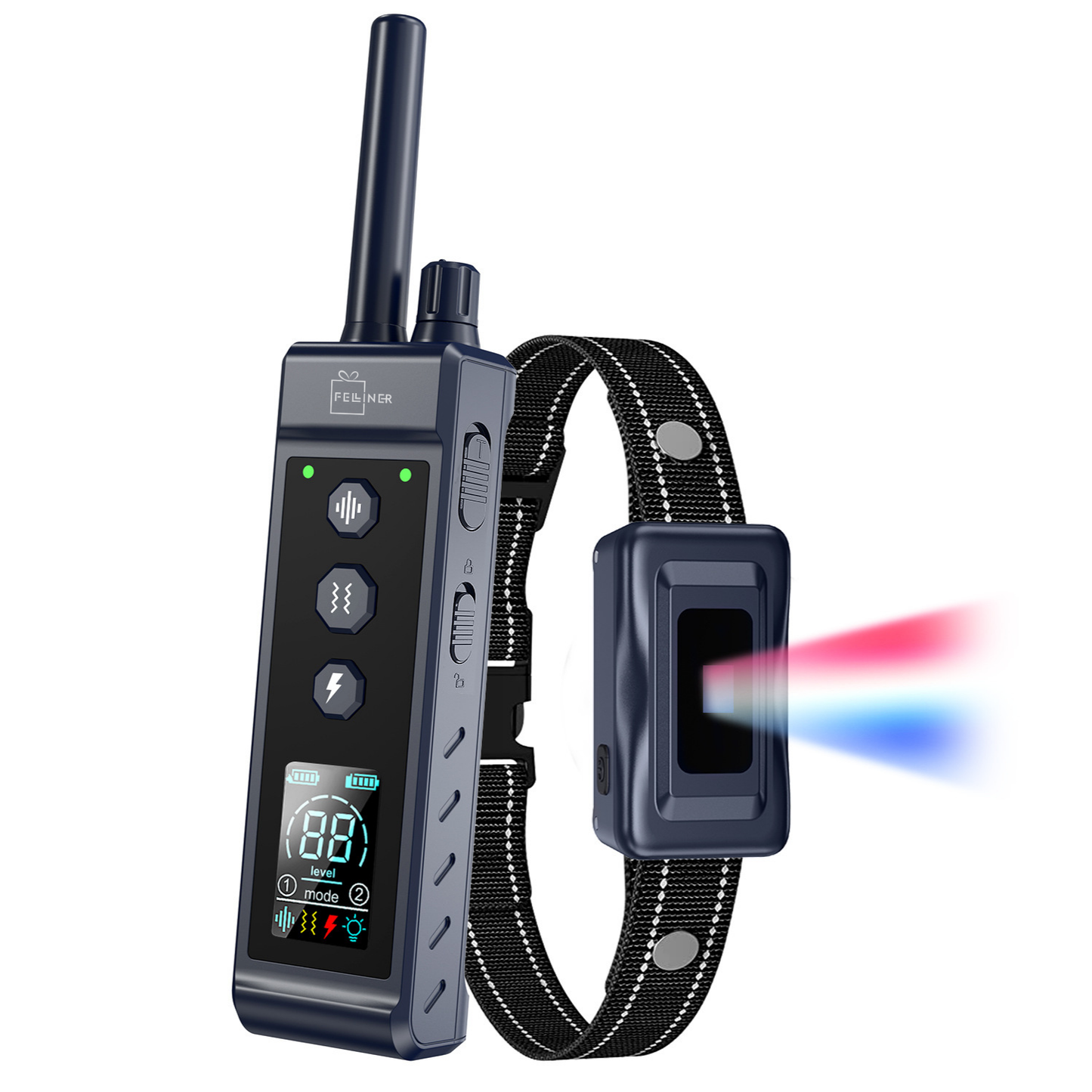 Zgarda electrica pentru dresaj caini, baterie 500 mAh, reincarcabila, raza 1300 m, 3 moduri de antrenament, rezistenta la apa IP67, electrozi cauciucati, protectie piele, reglabila, negru