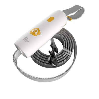 Lesa cu maner ergonomic, Felliner, pentru alergare si plimbari, 1.6m,  reflectorizanta, sistem de prindere cu functie de blocare, alb