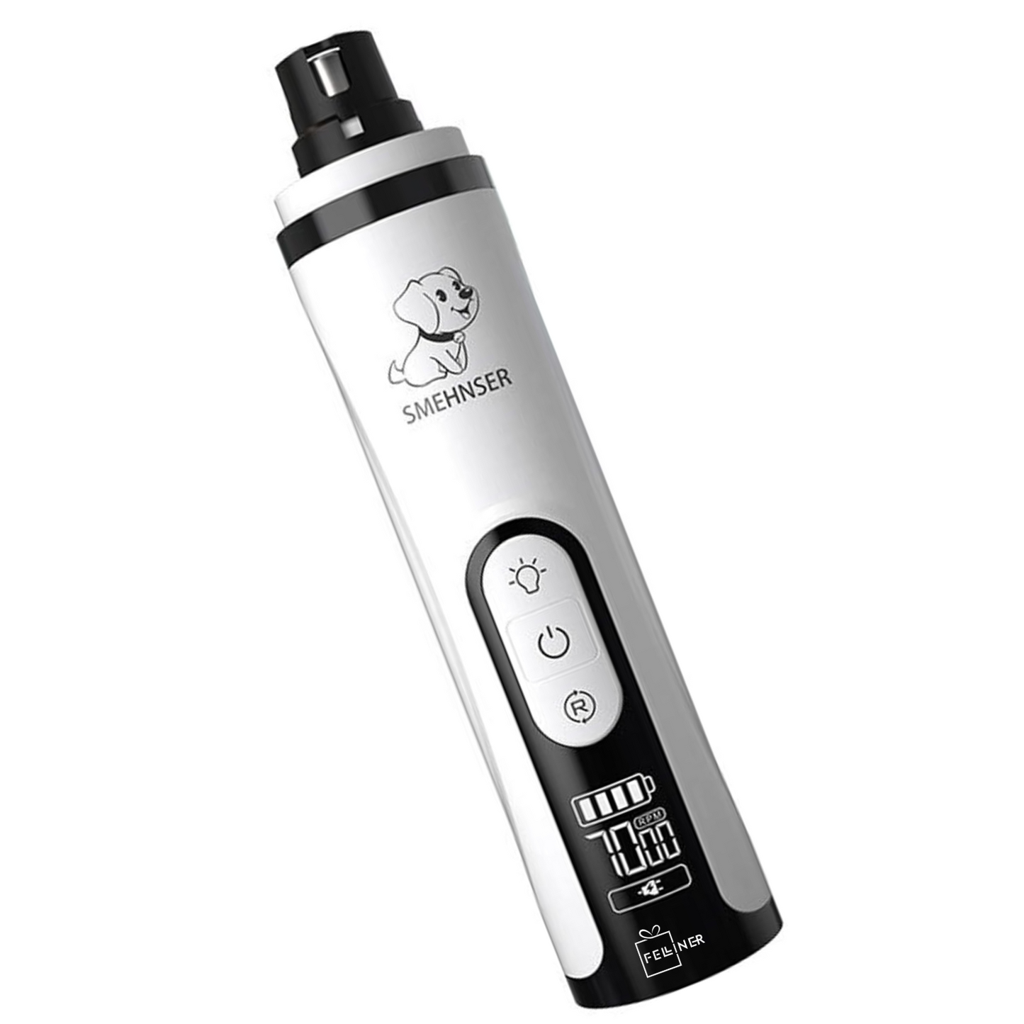 Pila electrica de unghii pentru animale de companie, ultra silentios, LED, 9000 RPM, 3 viteze, ecran LCD, alb