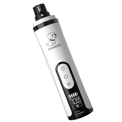 Pila electrica de unghii pentru animale de companie, ultra silentios, LED, 9000 RPM, 3 viteze, ecran LCD, alb