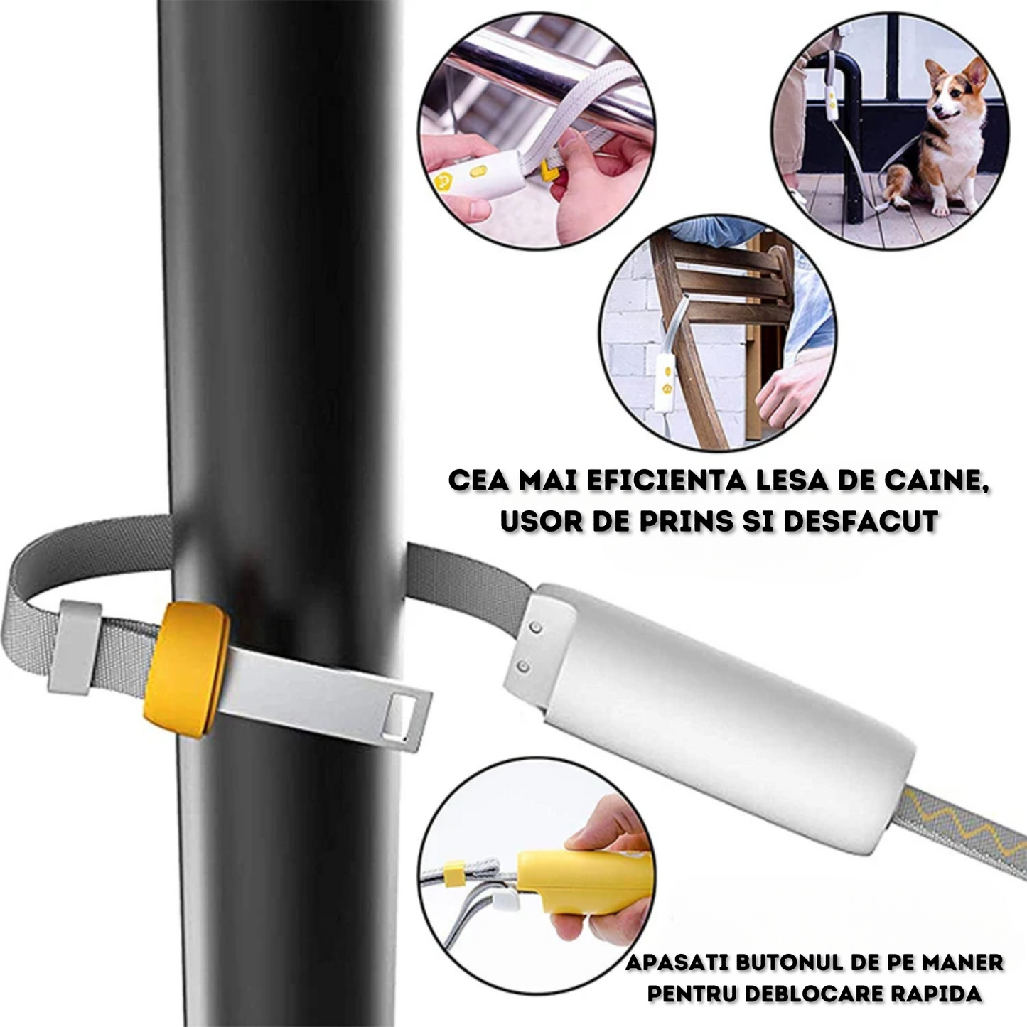 Lesa cu maner ergonomic, Felliner, pentru alergare si plimbari, 1.6m,  reflectorizanta, sistem de prindere cu functie de blocare, roz