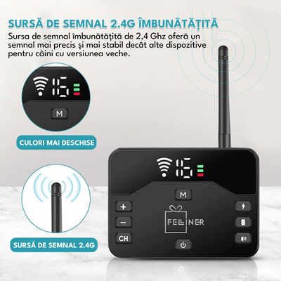 Zgarda electrica dresaj pentru caini, TZ-H0-S24, raza actiune 260 metrii, gard electronic, rezistent la apa IPX65, impuls electrostatic, vibratie si localizare, semnal 2.4G, autonomie 170 zile, negru