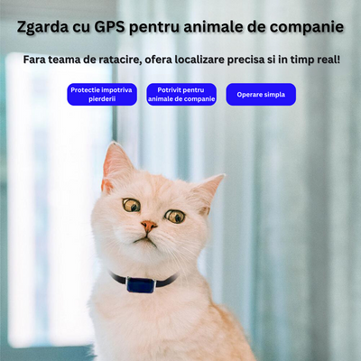 Zgarda inteligenta cu localizare pentru animale, GPS tracker, Felliner, rezistenta la apa, monitorizare prin aplicatie, Negru