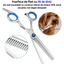 Set 2 foarfece profesionale pentru ingrijirea cainilor, piepten, geanta transport, otel, 15cm, Felliner, albastru