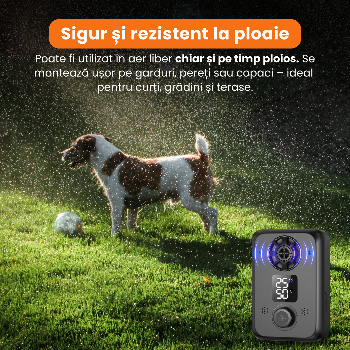 Dispozitiv anti-latrat cu tehnologie ultrasonica, U58, baterie reincarcabila 1200 mAh, control eficient al latratului pentru caini, design rezistent la apa, raza de actiune 15 m, negru