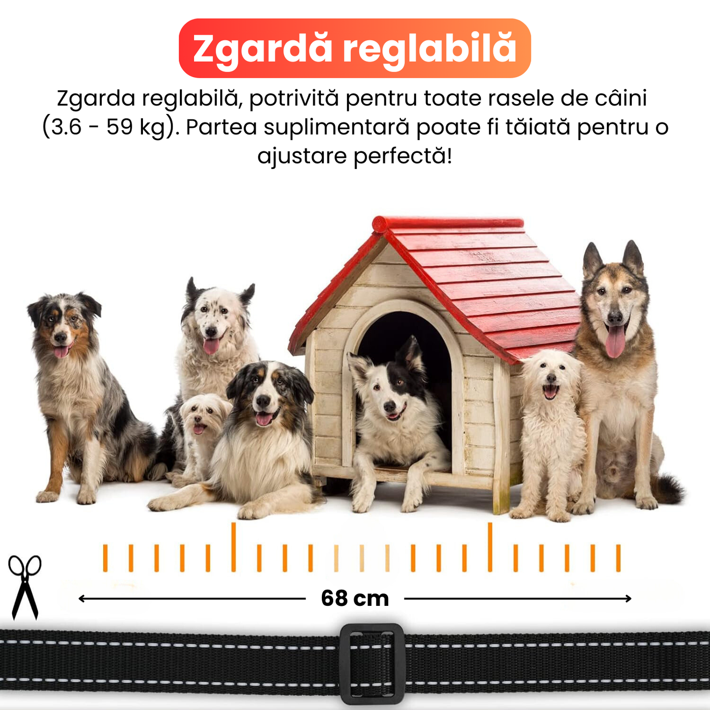 Zgarda electrica pentru dresaj caini, 4 moduri de antrenament, 99 nivele de vibratii, baterie 300 mAh, raza actiune 800 m, IP67, protectie piele, electrozi cauciucati, camuflaj-galben