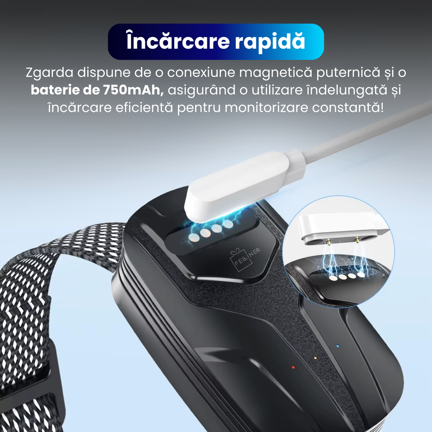 Zgarda electrica inteligenta TZ-G713 pentru caini, GPS integrat, monitorizare activitate, functie anti-pierdere, alerta sunet si vibratie, IP67, baterie 750 mAh, Android/iOS, negru