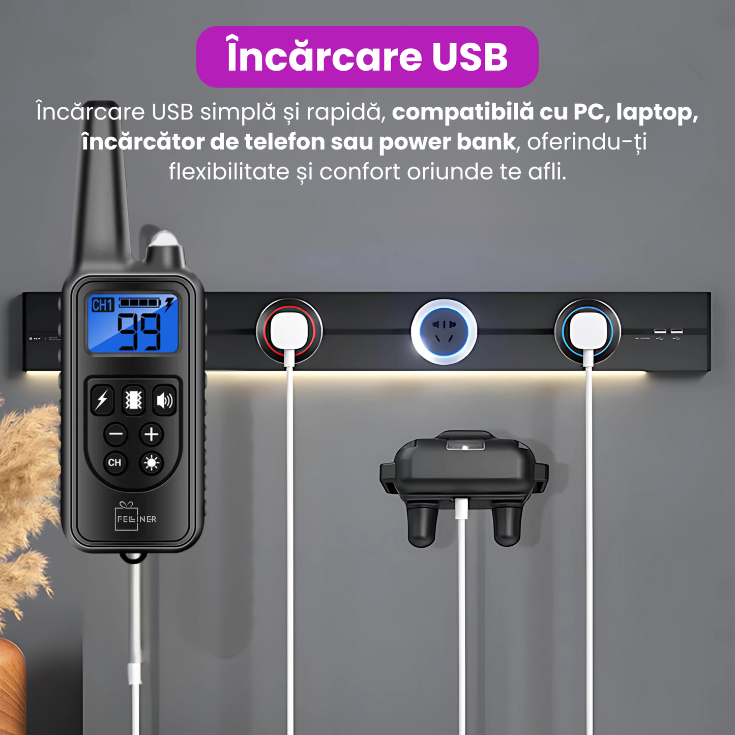 Zgarda electrica pentru dresaj caini, baterie 300 mAh, reincarcabila, raza actiune 800 m, 3 moduri de antrenament, IP67, protectie piele, electrozi cauciucati, zgarda reglabila, negru
