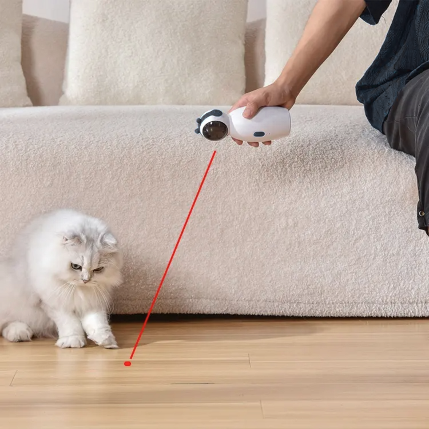 Jucarie interactiva si automata cu laser pentru pisici, Felliner, 3 moduri, USB, Alb