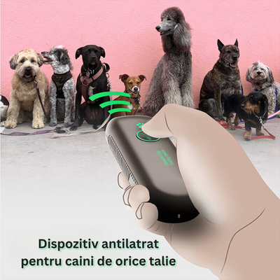 Dispozitiv anti-latrat cu ultrasunete pentru caini, Felliner, autonomie 15 zile, raza actiune 5 metrii, pentru dresaj, portabil