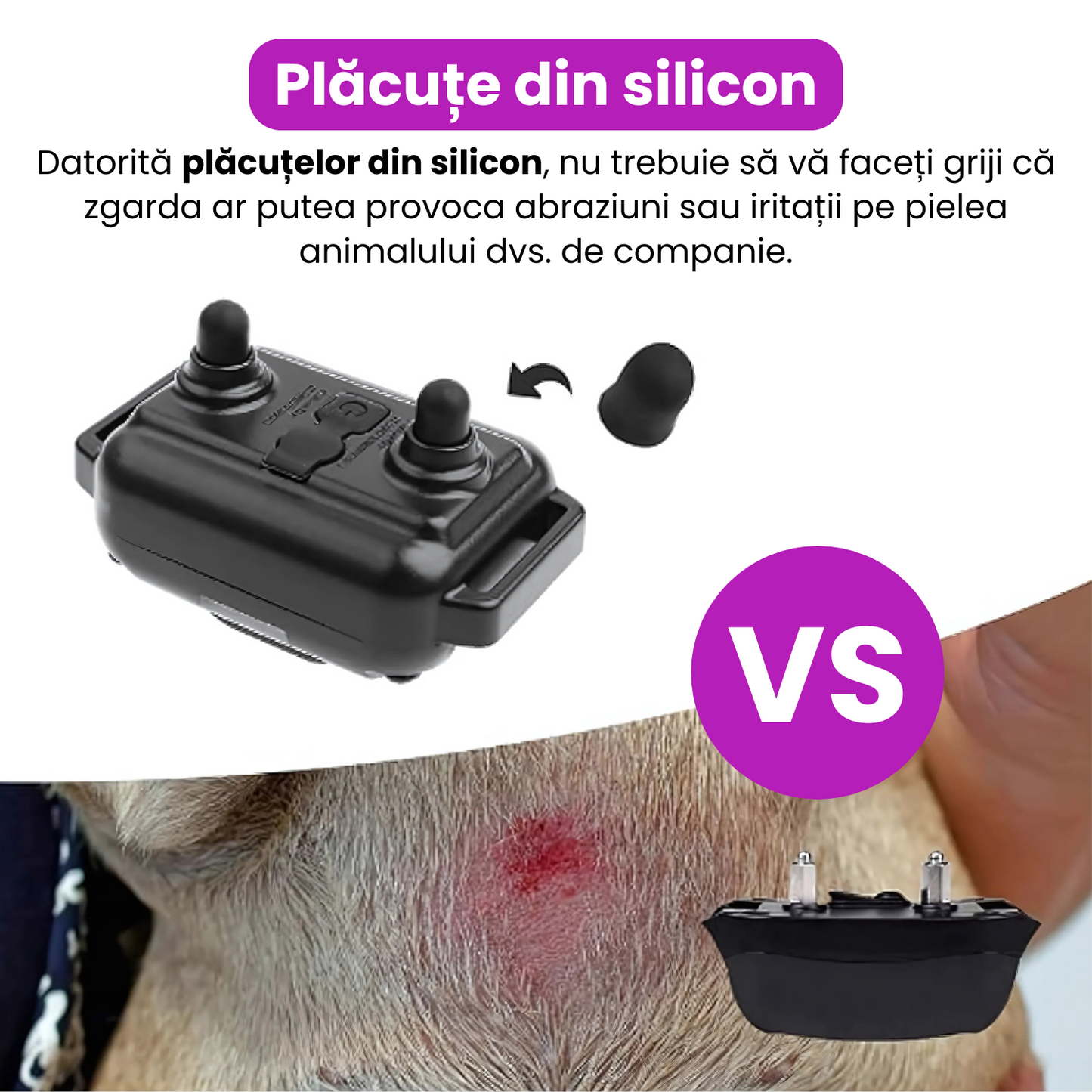 Zgarda electrica pentru dresaj caini, baterie 300 mAh, reincarcabila, raza actiune 800 m, 3 moduri de antrenament, IP67, protectie piele, electrozi cauciucati, zgarda reglabila, negru