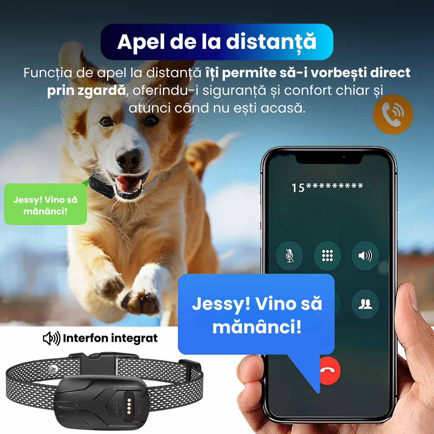 Zgarda electrica inteligenta TZ-G713 pentru caini, GPS integrat, monitorizare activitate, functie anti-pierdere, alerta sunet si vibratie, IP67, baterie 750 mAh, Android/iOS, negru