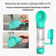Dispenser portabil, multifunctional 4in1, pentru caini, cu castron, rezervor apa 300ml, recipient hrana 150ml, suport pungi igienice si lopatica pentru colectare excremente, turcoaz
