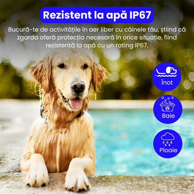 Zgarda electrica pentru dresaj caini, 880-3, 99 nivele de vibratii, baterie 300 mAh, raza 800m, 3 moduri antrenament, IP67, electrozi cauciucati, protectie piele, zgarda reglabila, negru