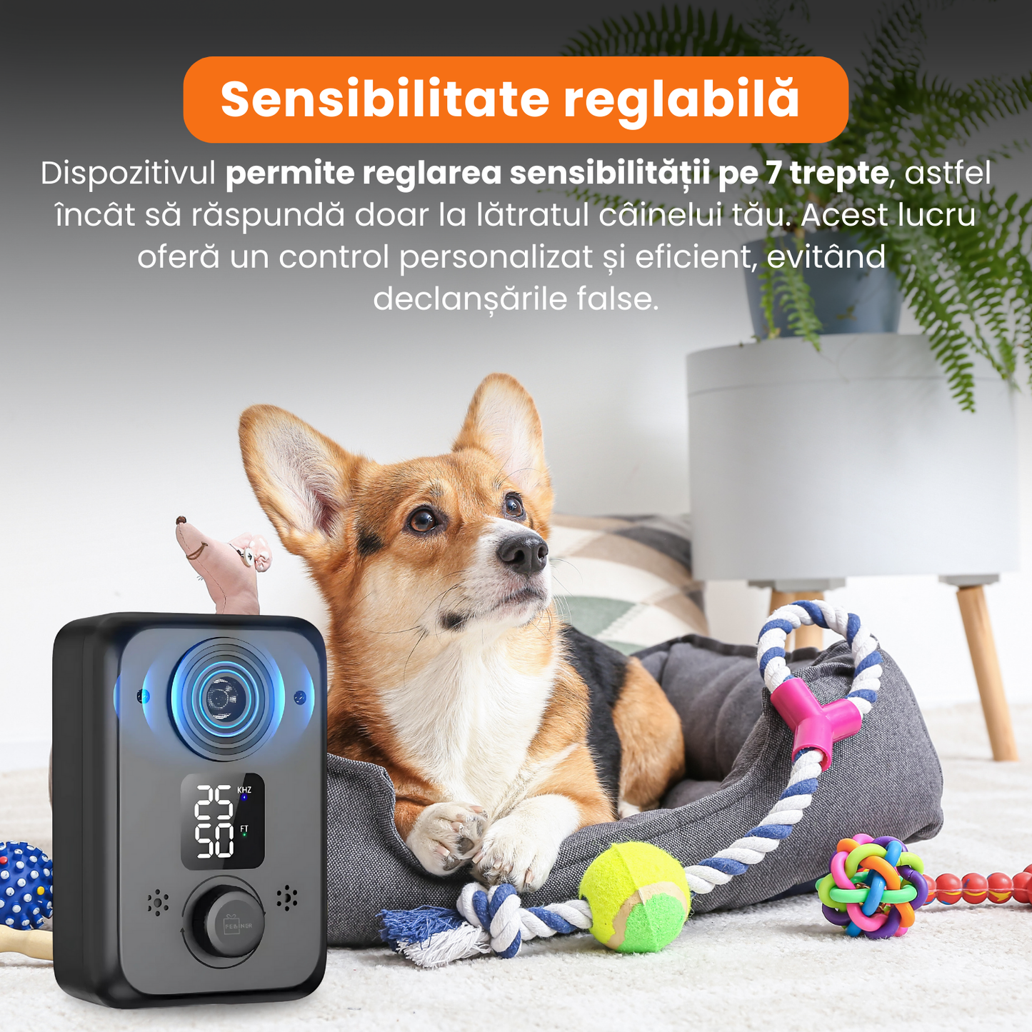 Dispozitiv anti-latrat cu tehnologie ultrasonica, U58, baterie reincarcabila 1200 mAh, control eficient al latratului pentru caini, design rezistent la apa, raza de actiune 15 m, negru