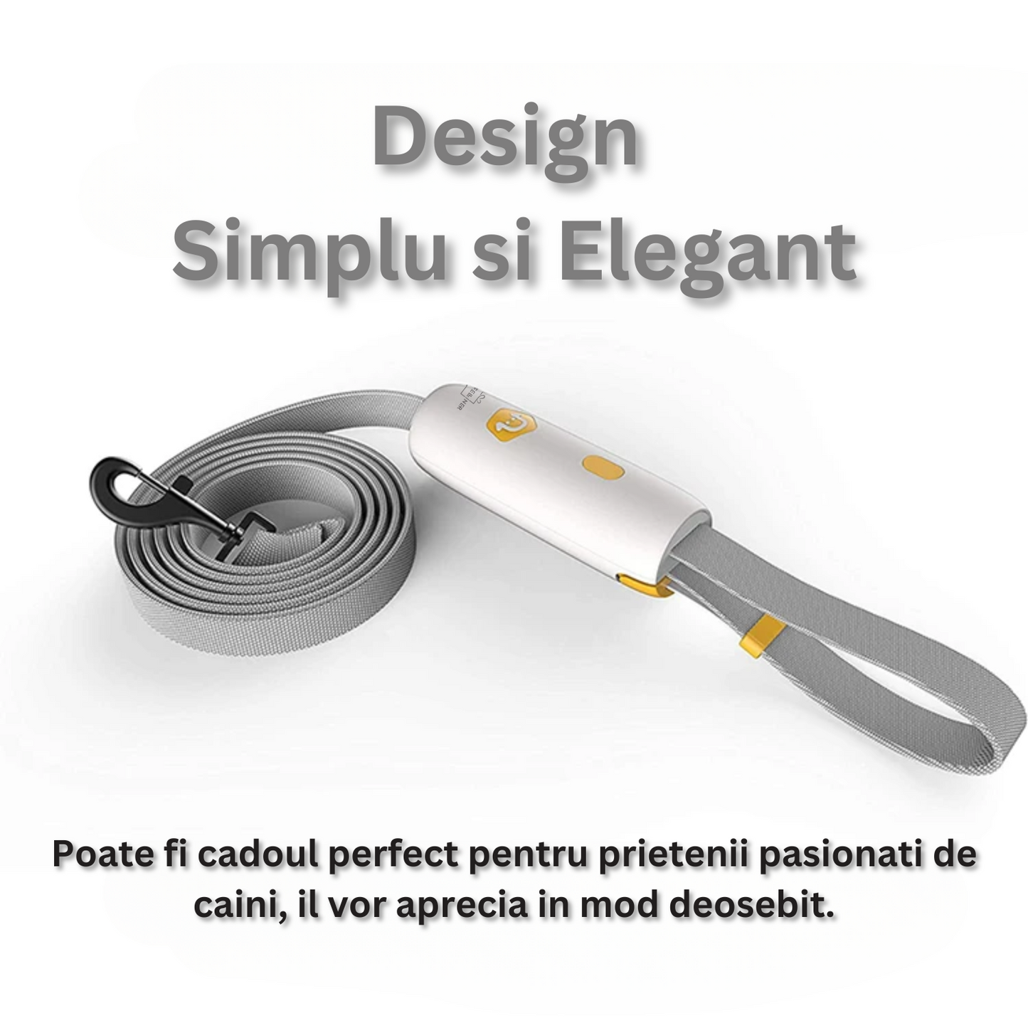 Lesa cu maner ergonomic, Felliner, pentru alergare si plimbari, 1.6m,  reflectorizanta, sistem de prindere cu functie de blocare, alb