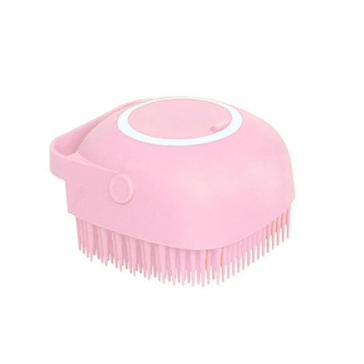 Perie din silicon pentru spalat caini si pisici, Felliner¨, 3 in 1, cu rezervor pentru sampon, roz