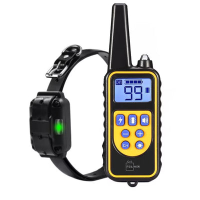 Zgarda electrica reincarcabila pentru dresaj, 800m, rezistenta la apa si praf, 99 de nivele, electrozi cauciucati pentru protectia pielii, circumferinta reglabila 21-68 cm