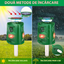 Dispozitiv solar cu ultrasunete, SK-698, impotriva animalelor salbatice, rozatoarelor, cainilor, pisicilor, pasarilor, panou solar 5V, raza de actiune ≥800m², unghi detectie infrarosu 360º, 5 moduri de functionare, rezistent la apa, verde