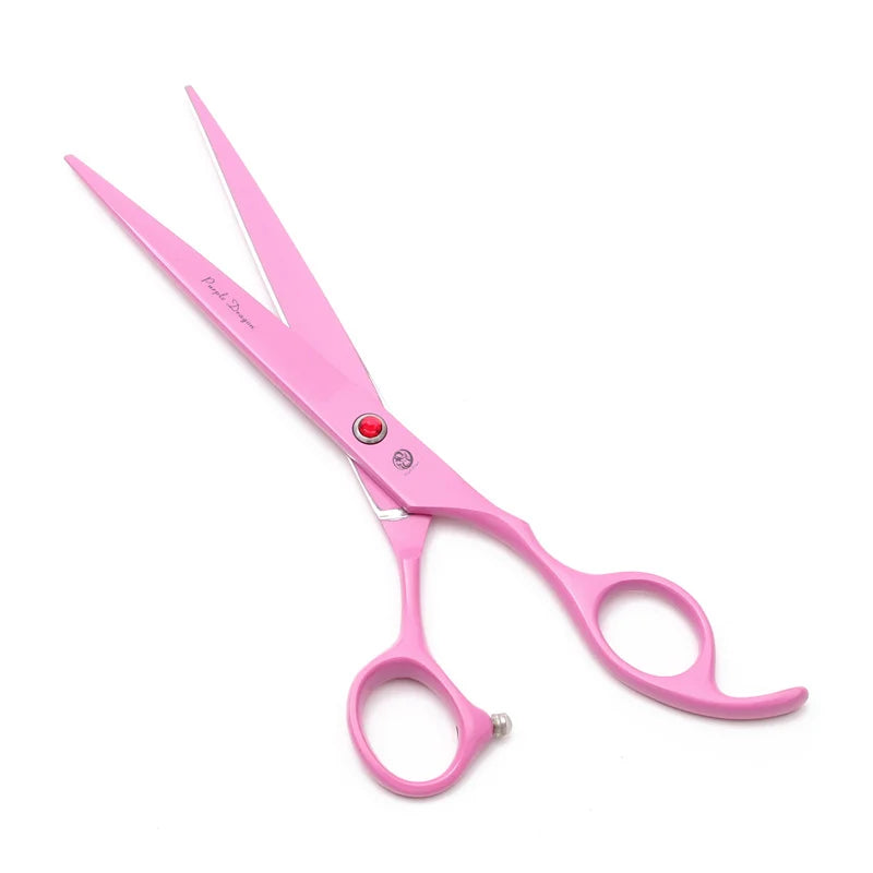 Set de 3 foarfeci profesionale plus pieptan pentru tuns animale cu trusa pentru depozitare, roz