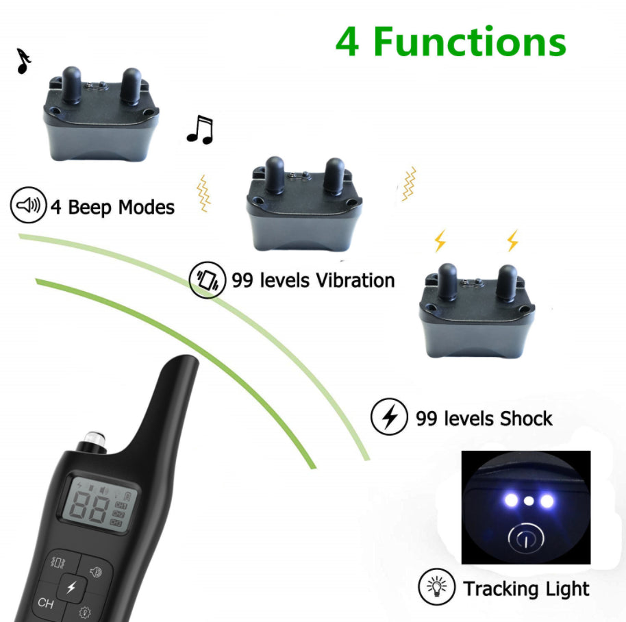 Zgarda electrica reincarcabila pentru dresaj 800m 4 functii impuls electrostatic vibratie sunet si localizare rezistenta la ploaie 21-68 cm